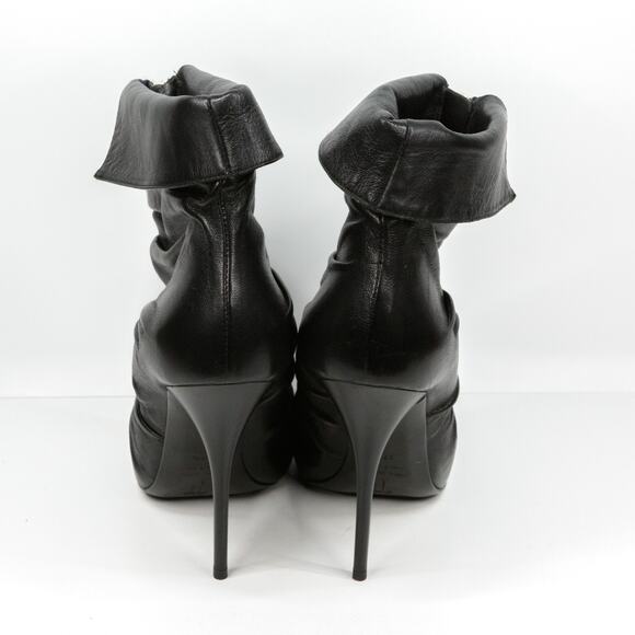 GUISEPPE ZANOTTI Zip Up Stiletto Ankle Boots Slouchy Ruched Leather 37.5 (6.5-7) - Picture 5 of 9